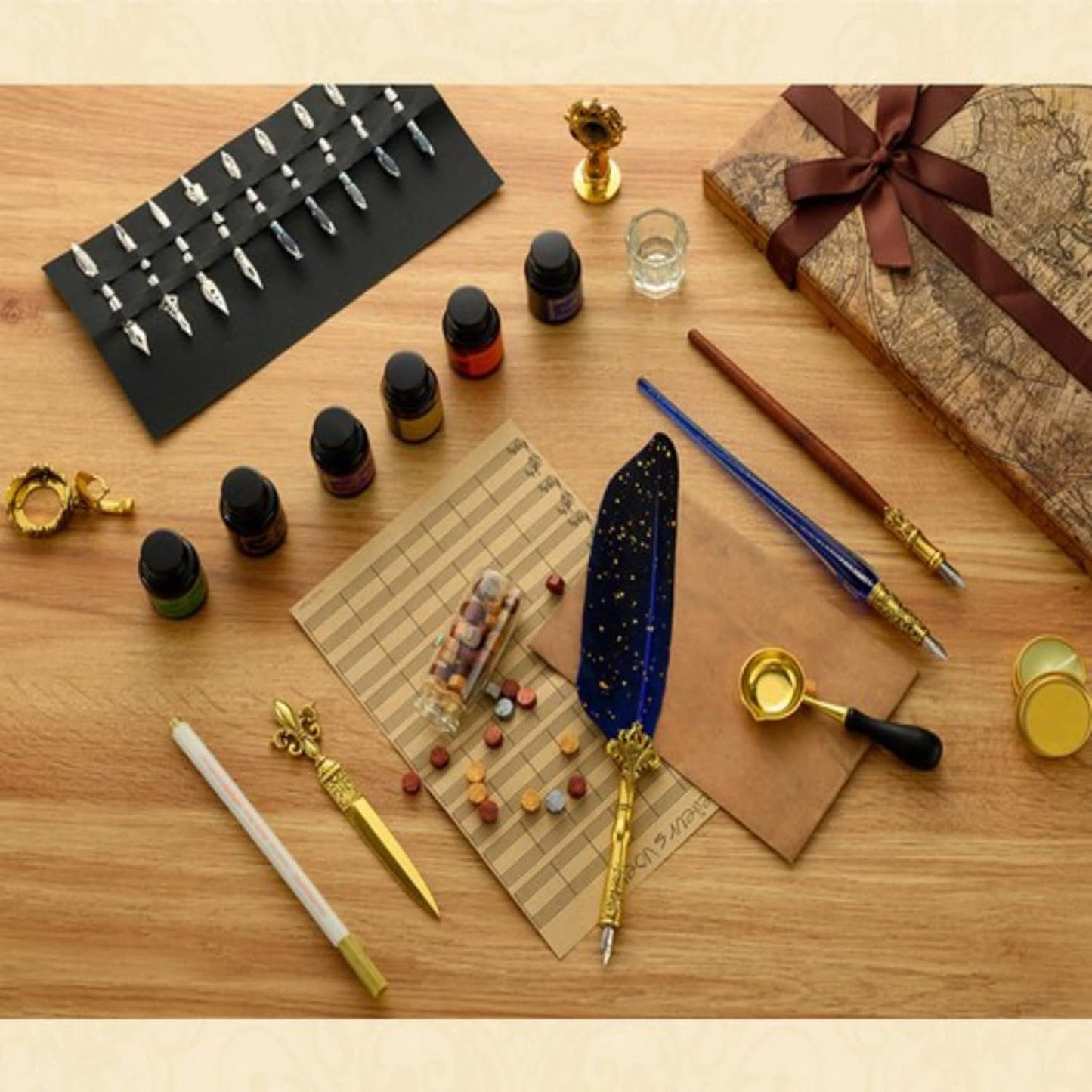 Joyeee Quill Writing Pen Ink Stationery Set, Classic Antique Pens Set with 18 Nibs, Idea for Beginners Artists Drawing, Arts Crafts Signatures, Decoration, Women Gift Selection Calligraphy Kits #87