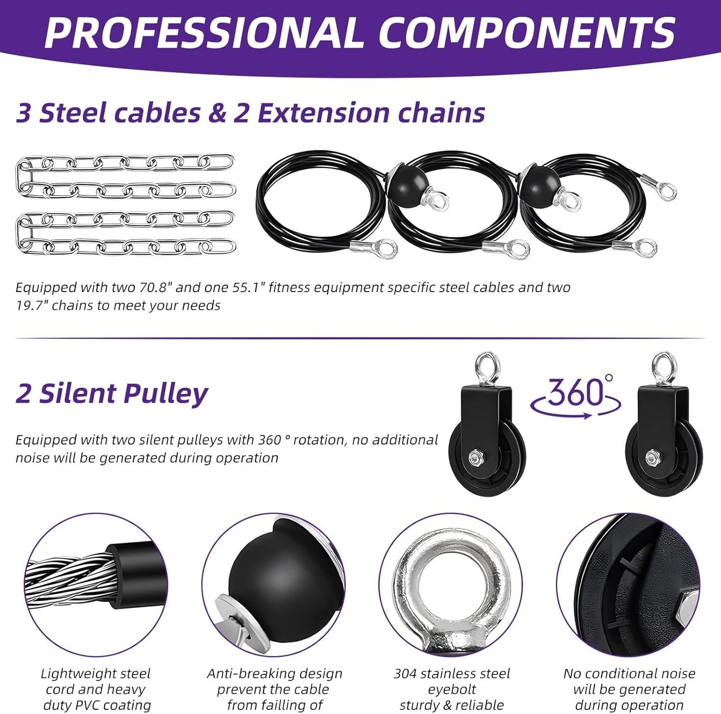 OKSTENCK Home Gym Pulley System,Suitable for Broad Muscle Pull Downs, Bicep Curls, tricep Workout Pulley kit, Shoulder, Back, Forearm Workout Too. High Pull Down Professional Home Pulley Gym kit.