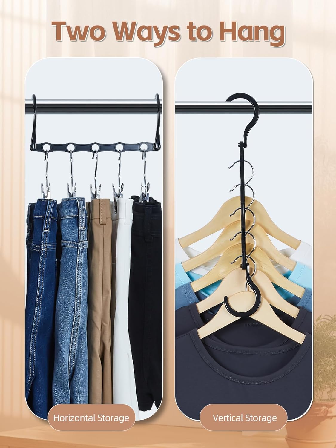 HOUSE DAY Space Saving Hanger 20 Pack Sturdy Black Magic Hangers for Closet Organizers and Storage for Heavy Clothes, Dorm Room Bedroom Home RV Car Camper Organization Essentials