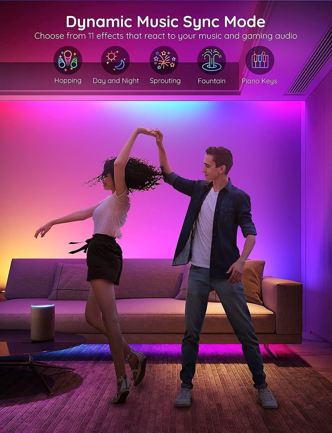 Govee RGBIC Alexa LED Strip Light 16.4ft, Smart WiFi LED Lights Work with Alexa and Google Assistant, Segmented DIY, Music Sync, Color Changing LED Strip Lights for Room, Bedroom, Holiday