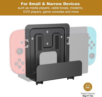 RICOO IP-TV Set Top Box Wall-Mount Z0602 Small Device Bracket for Smart-TV Streaming Holder Compatible Internet Television Media Player Support Black