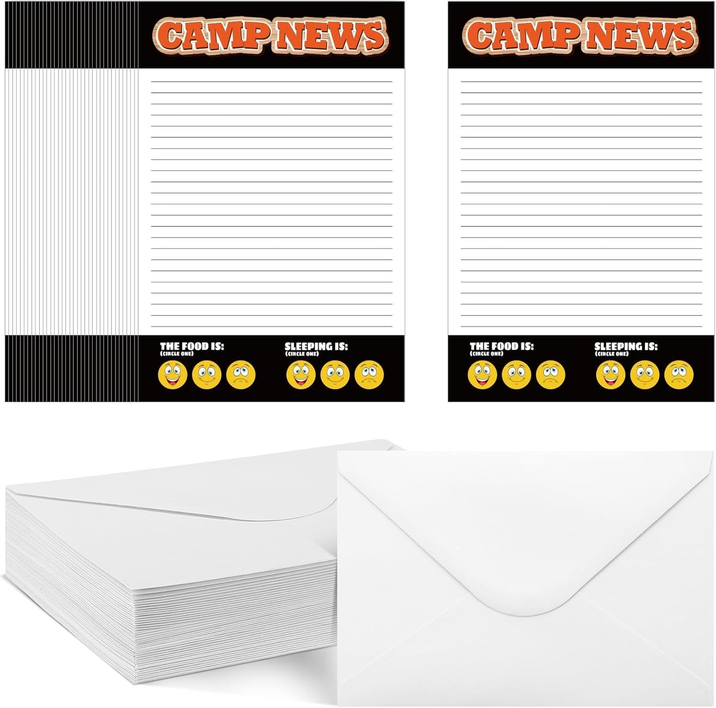 Janlaugh 80 Pcs Camp Stationery Set (40 Fill in the Papers and 40 Matching Envelopes) Camp Stationery Papers and Envelopes for Letter Writing Boys Girls Campers(Classic)