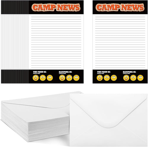Janlaugh 80 Pcs Camp Stationery Set (40 Fill in the Papers and 40 Matching Envelopes) Camp Stationery Papers and Envelopes for Letter Writing Boys Girls Campers(Classic)