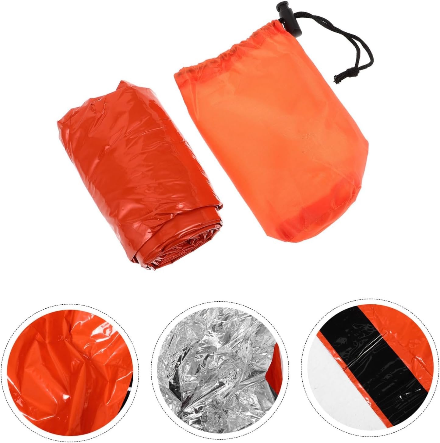 Generic 3 Set Outdoor Survival Gear Camping Bag Emergency Blankets Lightweight Survival Tent Emergency Hiking Tent Portable Thermal Orange Pet Aluminized Film
