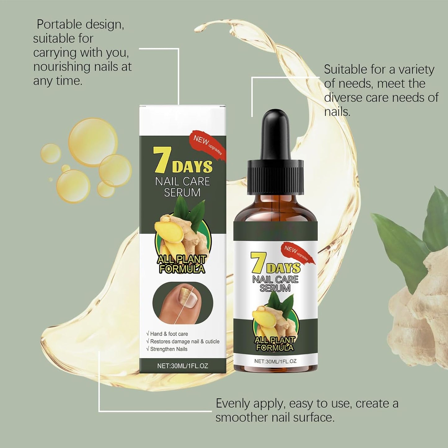 Nail Care Products, Moisturizer Growth Corrector, Quick Absorb and Effective Nail Formula, Professional Quality, Ideal for Women, Seniors, Home Use, Salon, Travel, 30ml
