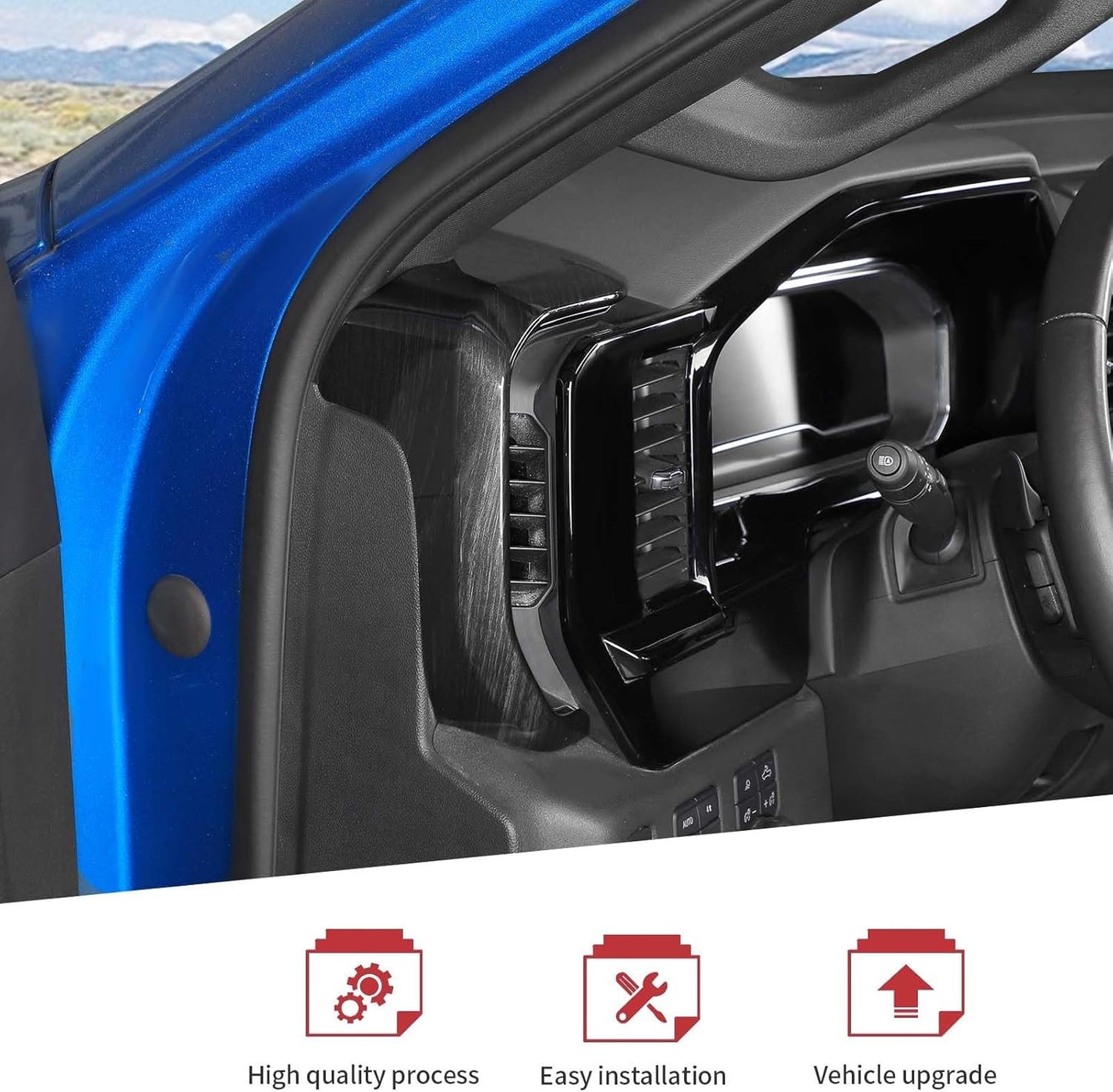 JeCar Black Wood Grain Dash Side Vent Panel Decor Cover Trim for 2022+ Chevrolet Chevy Silverado Interior Accessories
