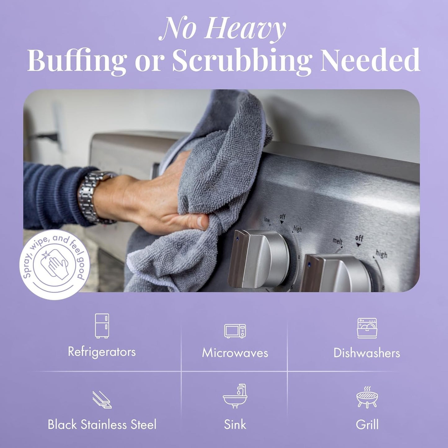 Therapy Stainless Steel Cleaner and Polish 100% USDA BioBased, Fingerprint and Residue Remover, Lavender Essential Oil Scent, Sink Cleaner, Grill Cleaner Spray