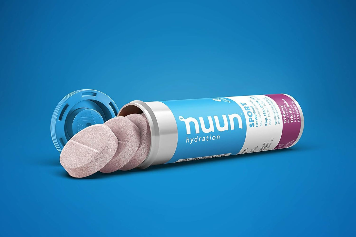 Nuun Active: Electrolyte-Rich Sports Drink Tablets, Tri Berry, Box of 8 Tubes (80 servings), Sports Drink for Replenishment of Essential Electrolytes Lost Through Sweat