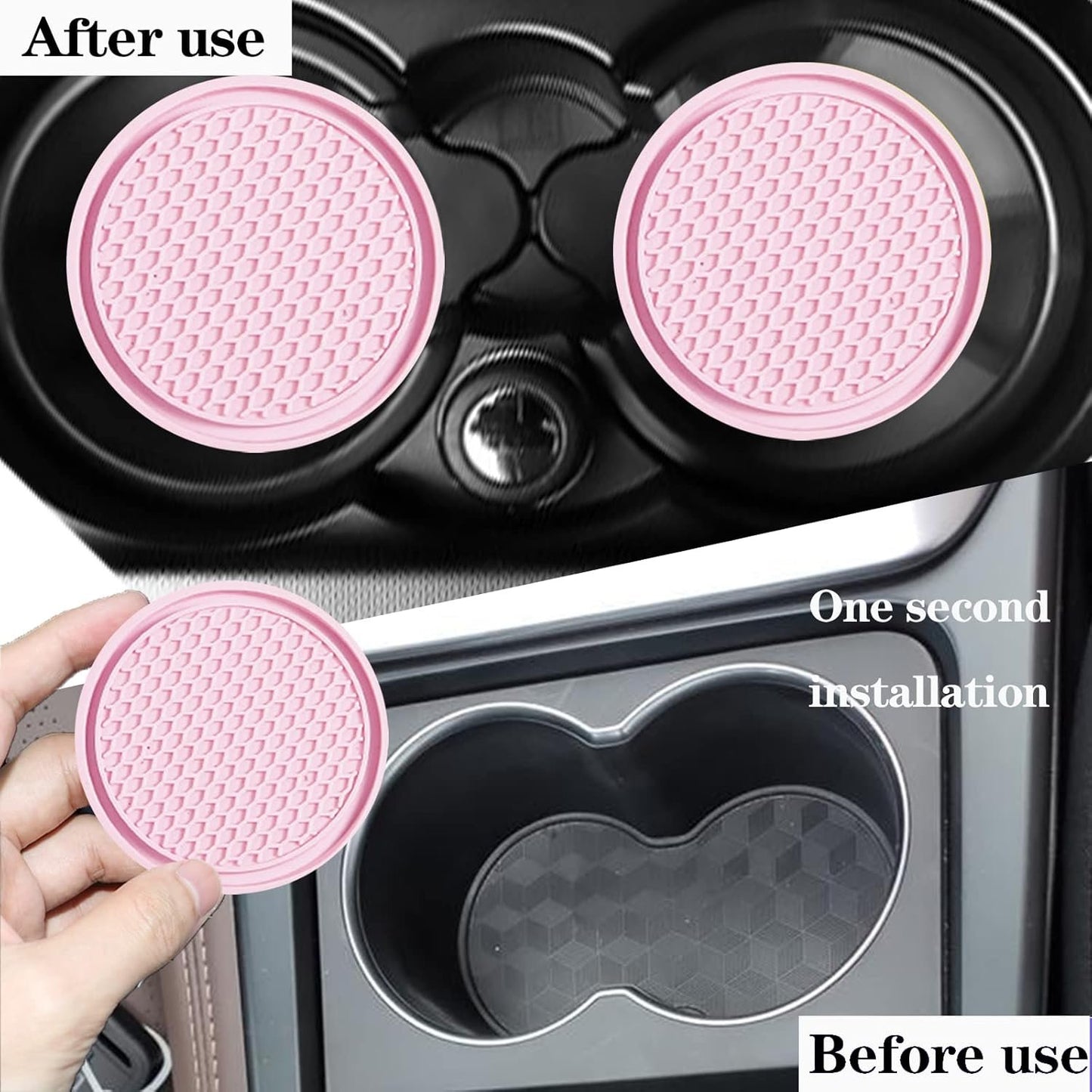 Sodcay 4 PCS Car Cup Holder Coaster, 2.75In PVC Anti Slip Cup Holder Insert Coaster, Honeycomb Waterproof Fixed Tea Coaster, Universal for Vehicle Interior Cup Mats (Pink) (SOBD0002PK-4PC)