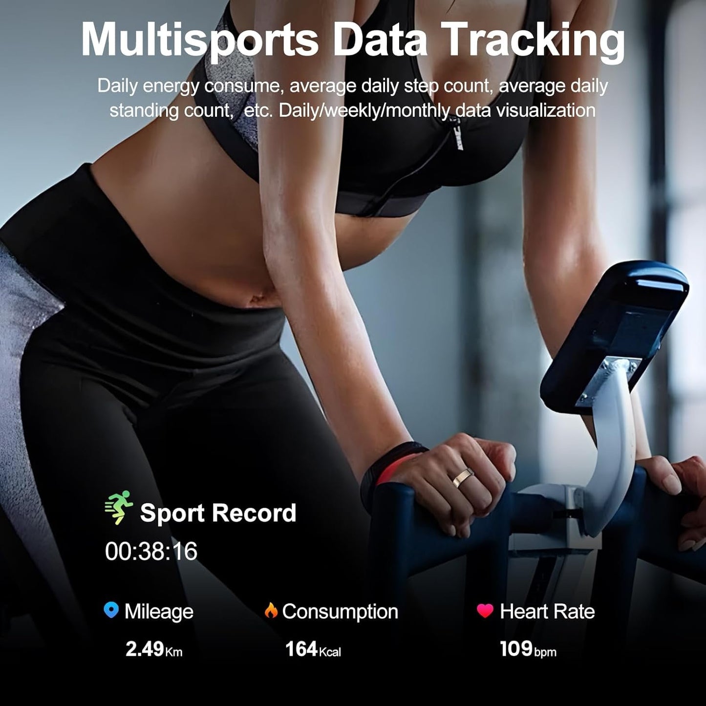 Temdan Smart Ring (Upgraded), Wearable Fitness Smart Ring Health Tracker, Sleep Quality & Heart Rate & Blood Oxygen Monitoring, IP68 Waterproof, No Subscription Fees, Smart Ring, Gold, Size 7