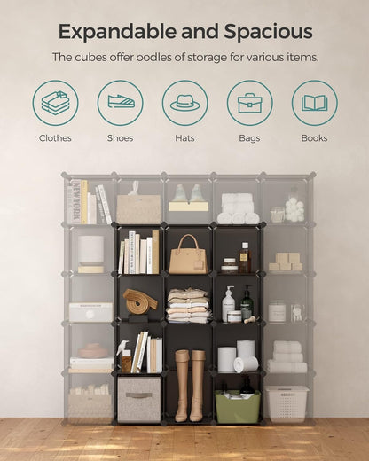 SONGMICS Cube Storage Organizer, 16 Cube Closet Organizers 48.4 x 12.2 x 48.4 Inches, Gray ULPC442G01