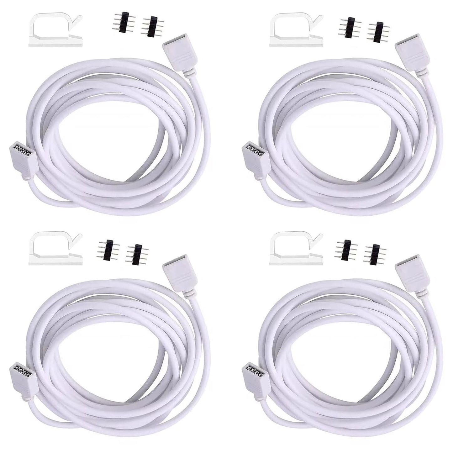 Clearhill 4 Packs 3m 4 - Pin RGB Extension Cable for LED Strips - Connect LED Strip Lights to Controller or Each Other, Ideal for SMD 5050 3528 2835 RGB LED Light Strips