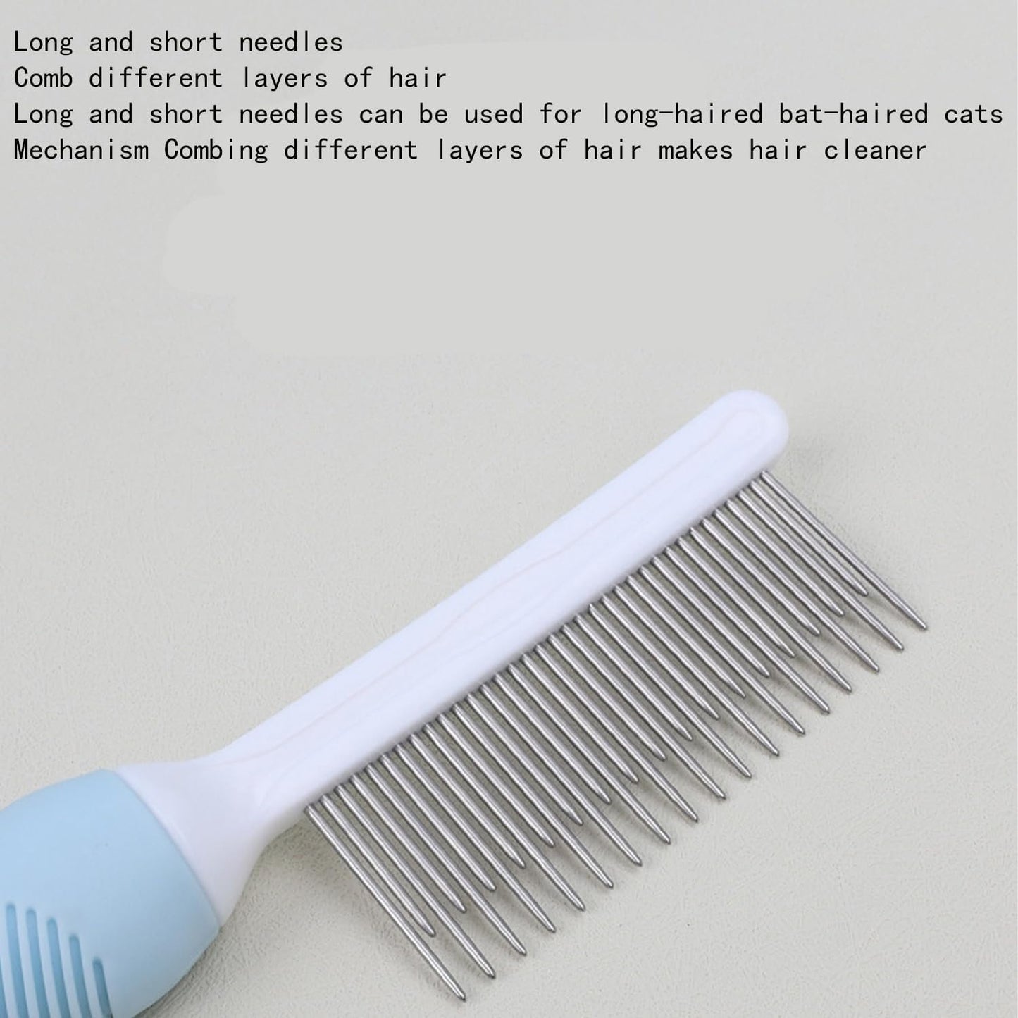 Lqucwepp 2PCS Pet Combs,Pet Hair Comb,Long & Short Stainless Steel Teeth for Dogs & Cats Home Grooming Kit, Removes Knots, Mats and Tangles Title