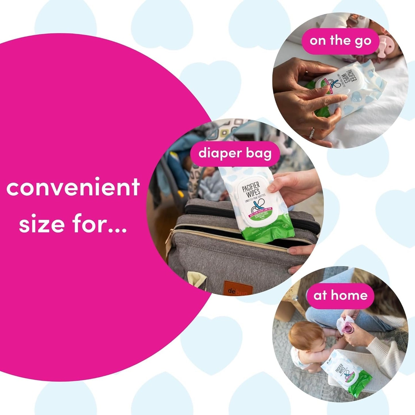 Dapple Pacifier Wipes, for Baby and Toddlers, Diaper Bag Essentials 40ct, Fragrance Free - Pack of 3