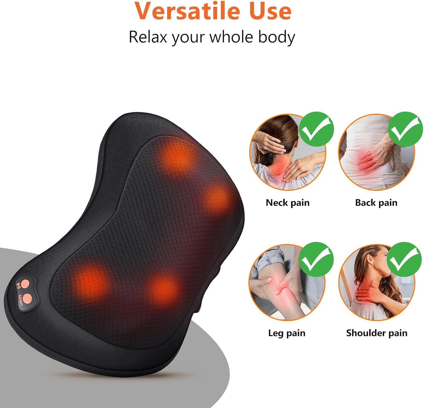 Electric Massage Pillows Shiatsu Massage Cushion for 3 Speeds with Change of Direction and 4 Massage Knots for Neck Muscle Relaxation Suitable for Home Office as Gift