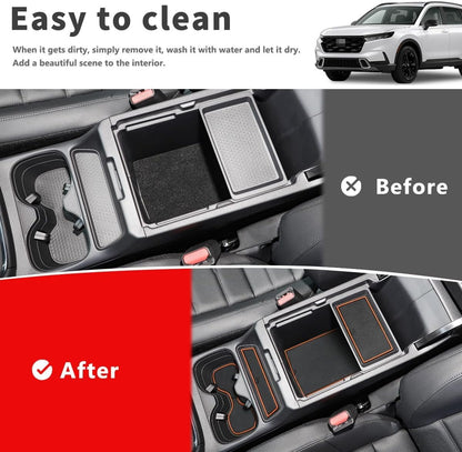 Auovo Anti-Dust Mats Compatible with Honda CRV CR-V 2023 2024 Door Slot Pad Car Interior Automotive Accessories Center Console Liners Cup Holder Liners(17PCS/Set) (Orange) (Updated),(TP-CRV23)