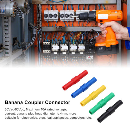 5Words Insulated Banana Couplers, Dual Banana Socket Female to Female Electronic Connector 4mm Banana Plug, F-F Plug Extension Adapter