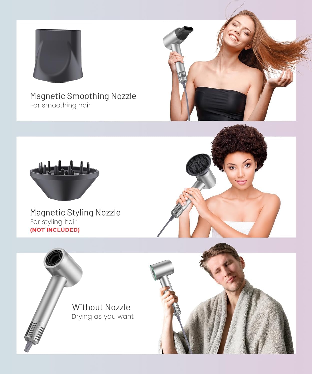 NEWSEE Super High Speed Hair Dryer, 110000 RPM 3x Faster Drying 500 Million Negative Ionic Anti-Frizz Hair Care Blow Dryer, Ultra Quiet and Lightweight Thermo-Control Professional Hair Dryer with Magnetic Nozzle