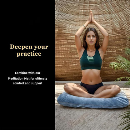 HPAMR zafu and zabuton Meditation Cushion Mat Set Large Zabuton Floor Pillow & Round Zafu Bolster with Washable Natural Cotton Covers, Premium Yoga Buckwheat Fill Bolster Yoga Mat for Perfect Sitting