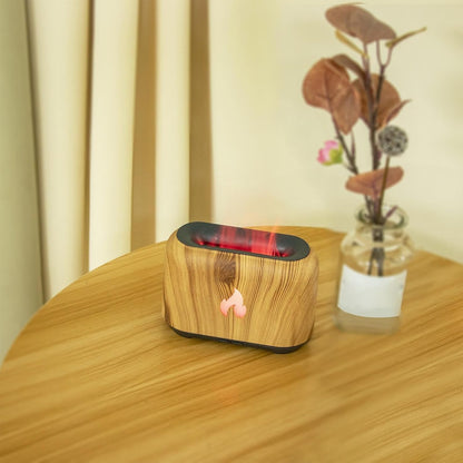 Multicolor LED Flame Mist Humidifier and Aromatherapy Diffuser - Ultra-Quiet 150ml USB-Powered Cool Mist Humidifier with 7-Color Light Effects for Bedroom, Office, Home, and Car
