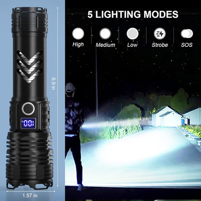 taoquwe Flashlights High Lumens LED Rechargeable, 990000 Lumen Super Bright Flashlight High Power USB Flash Light,Waterproof Handheld LED Flashlight for Camping Hiking