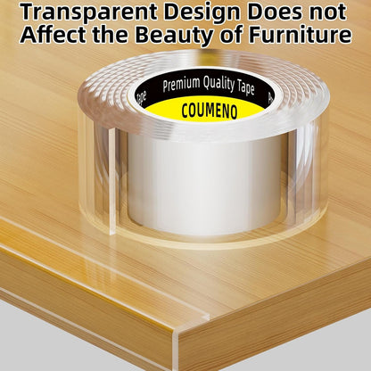 COUMENO Clear Edge Protector, 1.2inx9.84FT, Protection Desk Corner Corner Anti-Bump Anti-Bump Home Wrap Invisible, Anti-Sharp Edge Protector (Clear)