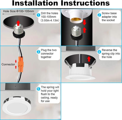 FVTLED Smart Recessed Lighting 4 Inch, Wireless Bluetooth 9W RGBWC Color Changing LED Downlight, 700LM 2700K-6500K Dimmable LED Can Lights - 1 Pack