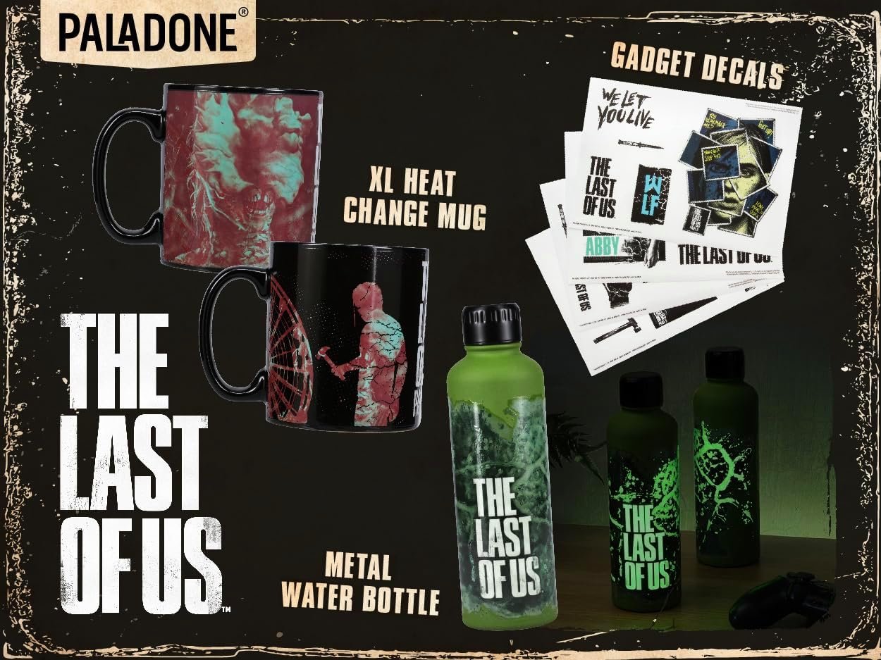 Paladone The Last of Us Official Licensed Movie Icon Glow in The Dark Water Bottle, Gamer Decor and Gift, Neon Green Desk Accessory for All Ages, Drinkware for Gaming Fans