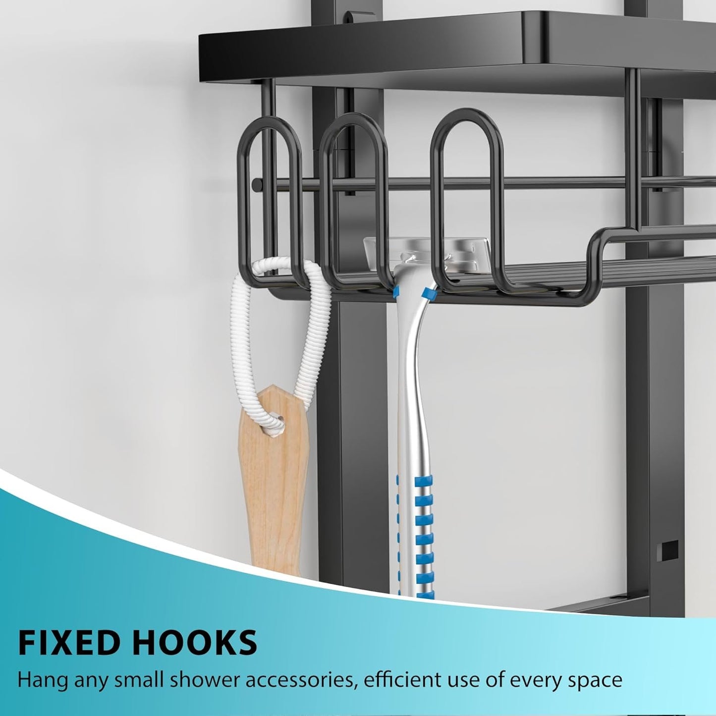 Moforoco Over The Door Shower Caddy, Hanging Shower Organizer Storage, 3-Tier Black Over The Door Pantry Organizer for Inside Shower, Home & Kitchen Organization