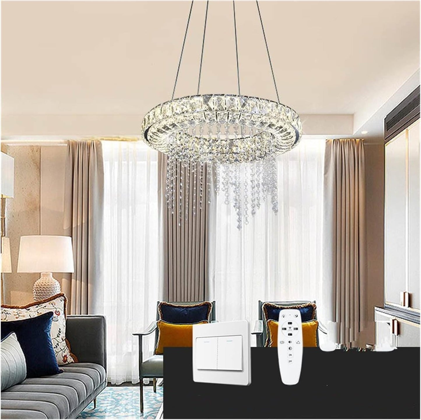 Lampadario del soffitto, Lampada lampadario a LED, lampadario a LED dimmebili Crystal Smart Lighting Compatible con Sala da Pranzo Lampada da soggio