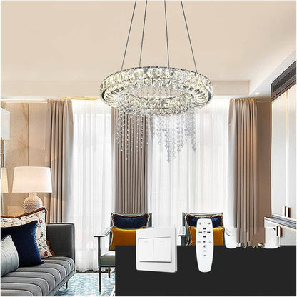 Lampadario del soffitto, Lampada lampadario a LED, lampadario a LED dimmebili Crystal Smart Lighting Compatible con Sala da Pranzo Lampada da soggio
