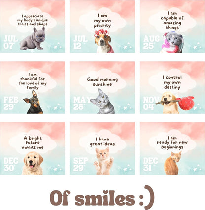 Catchyourdreams Daily Motivational Calendar - Perpetual Flip Calendar with Positive Affirmations to Start Your Day With a Smile - Inspirational Decor Gift for Women Dog Cat Desk Accessories