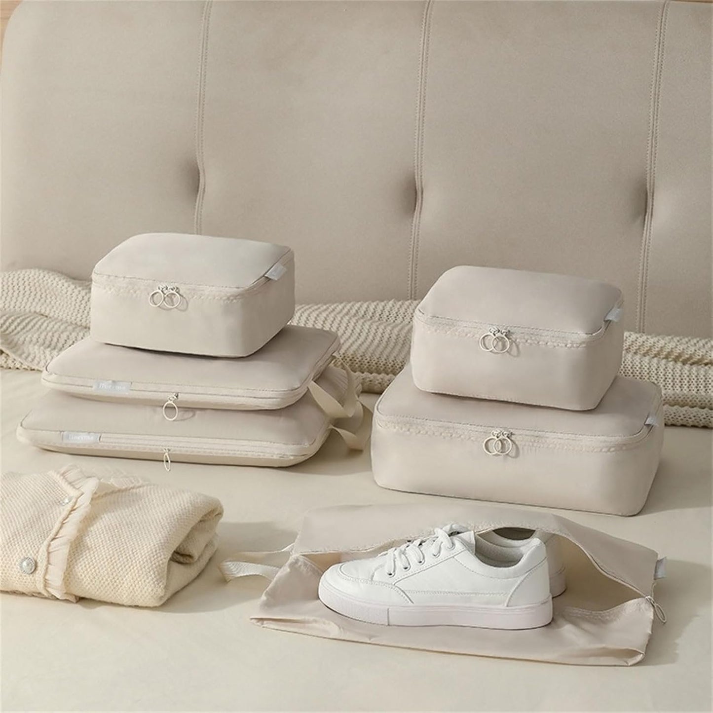 Fcnjsao 6Pcs Convenient Luggage Organizers Set Practical Nylon Packing Cubes Bags Efficient Luggage Organization Pouches