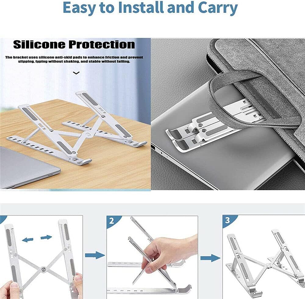 Adjustable Folding Cooling Laptop Stand Notebook Bracket Portable Tablet Holder (Black)