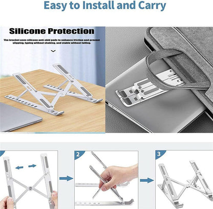 Adjustable Folding Cooling Laptop Stand Notebook Bracket Portable Tablet Holder (Black)