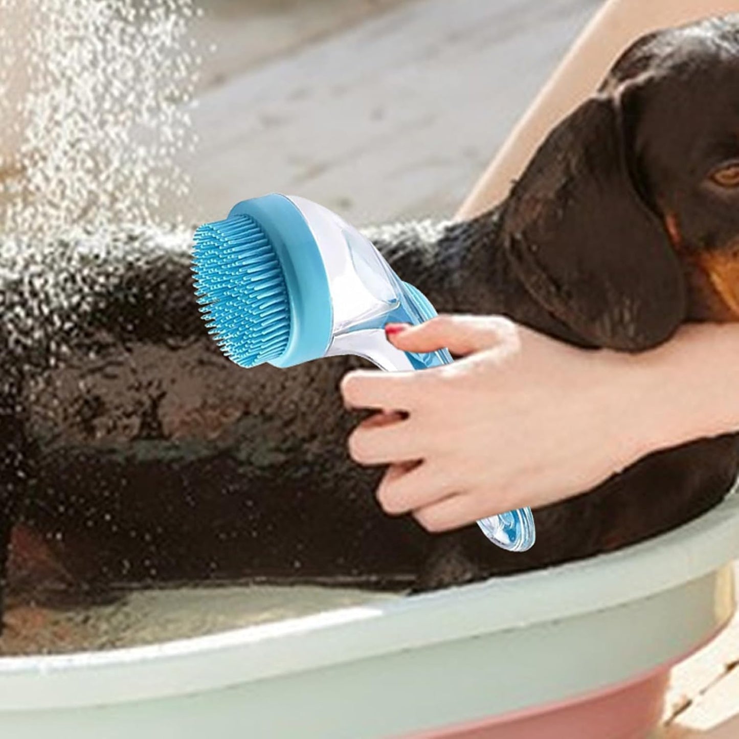 Spazzola Da Bagno Per Cani - Spazzola Massaggiante Per Animali Domestici | Setole In Silicone Massaggianti, Impugnatura Ergonomica Interni Ed Esterni, Doccia, Spa, Gatti, Gattini, Cavallii
