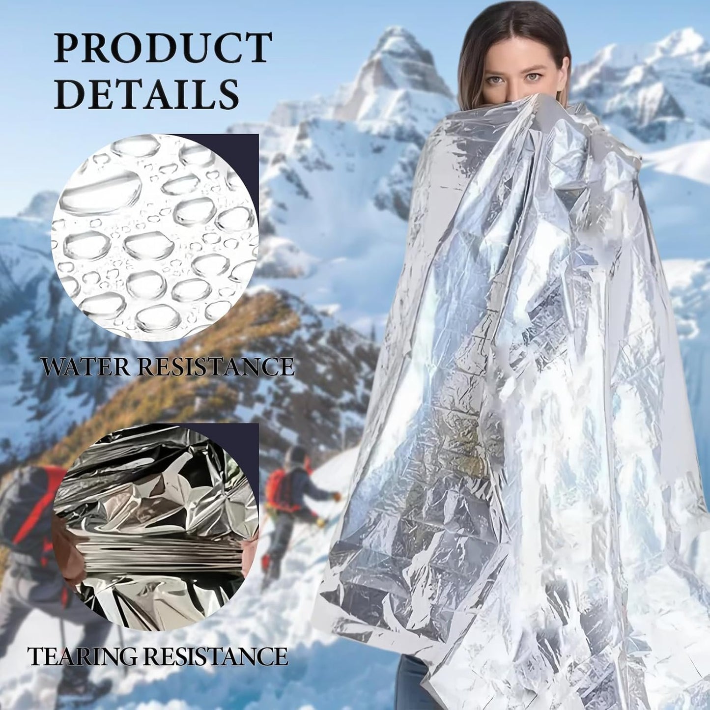 Rescue Blankets, Emergency Blanket, Emergency Thermal Blankets, Survival ReflectiveThermal First Aid Foil Blanket for Camping and Emergency Ideal for Outdoors, Survival, Hiking, First Aid (6)