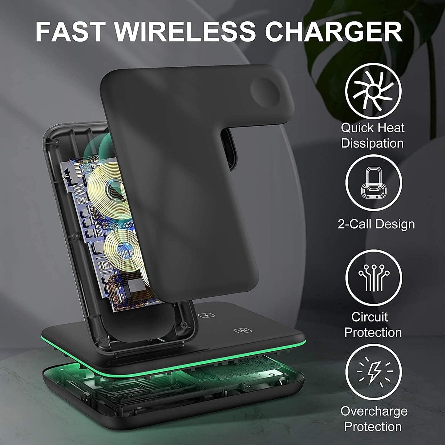 LIONAL Wireless Charger, 3 in 1 Wireless Charging Station for iPhone 14/14 Pro/13 Pro Max/13/12/12 Pro Max/11 Pro Max/SE/XR/XS Max/8 Plus/Apple Watch 8/7/6/SE/5/4/3/2, Airpod Pro/3/2