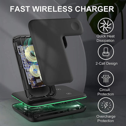 LIONAL Wireless Charger, 3 in 1 Wireless Charging Station for iPhone 14/14 Pro/13 Pro Max/13/12/12 Pro Max/11 Pro Max/SE/XR/XS Max/8 Plus/Apple Watch 8/7/6/SE/5/4/3/2, Airpod Pro/3/2