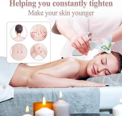 Gua Sha Stainless Steel, Manual Guasha Facial Tool, Metal Gua Sha Face Tool Facial Massager for Full Body Massage Fatigue Relief and Reduce Puffiness (Silver)