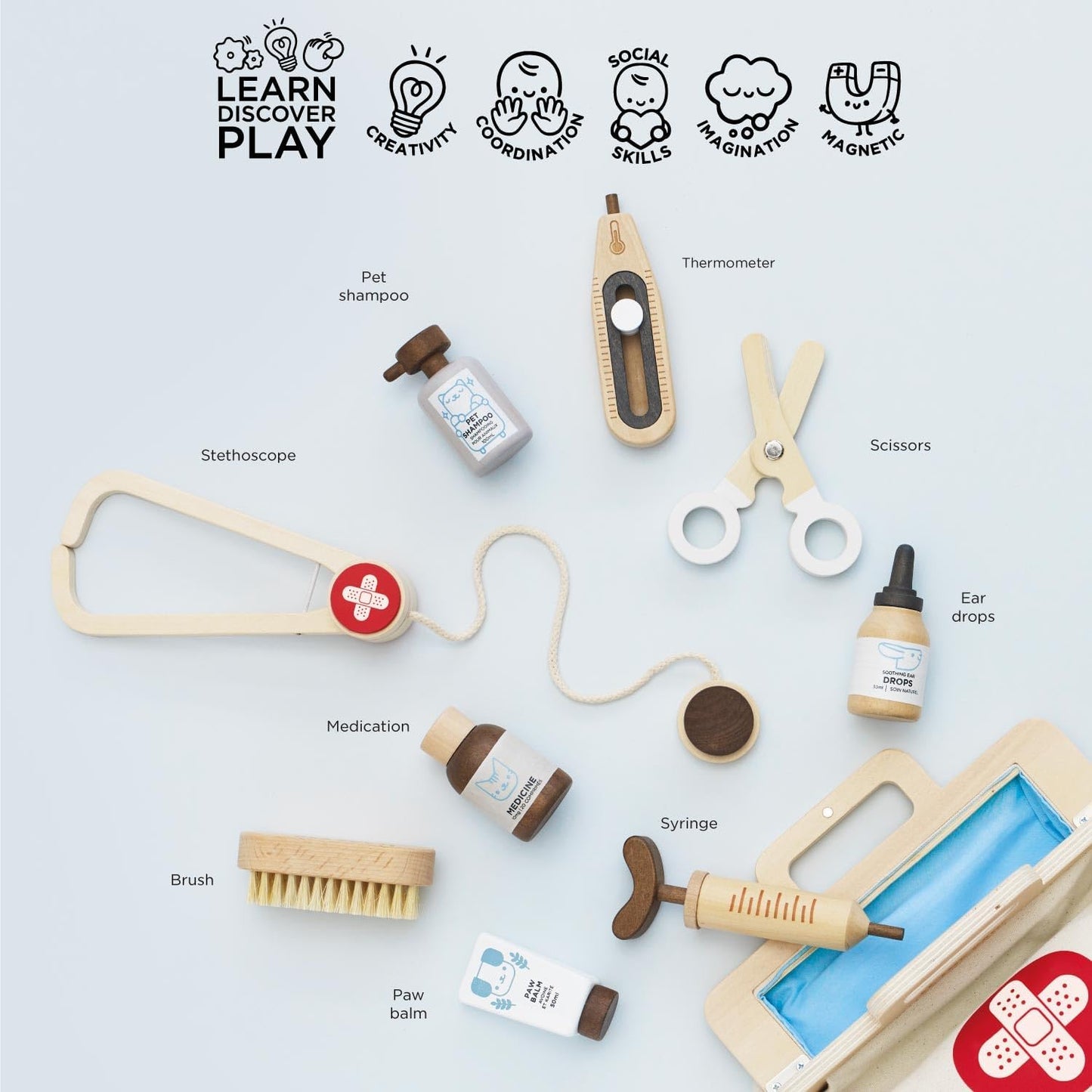 Le Toy Van Veterinarian Bag Set, Children's Toy 2+, 10 Pieces, Animal, PRETEND_PLAY_TOY, Unisex