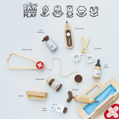Le Toy Van Veterinarian Bag Set, Children's Toy 2+, 10 Pieces, Animal, PRETEND_PLAY_TOY, Unisex