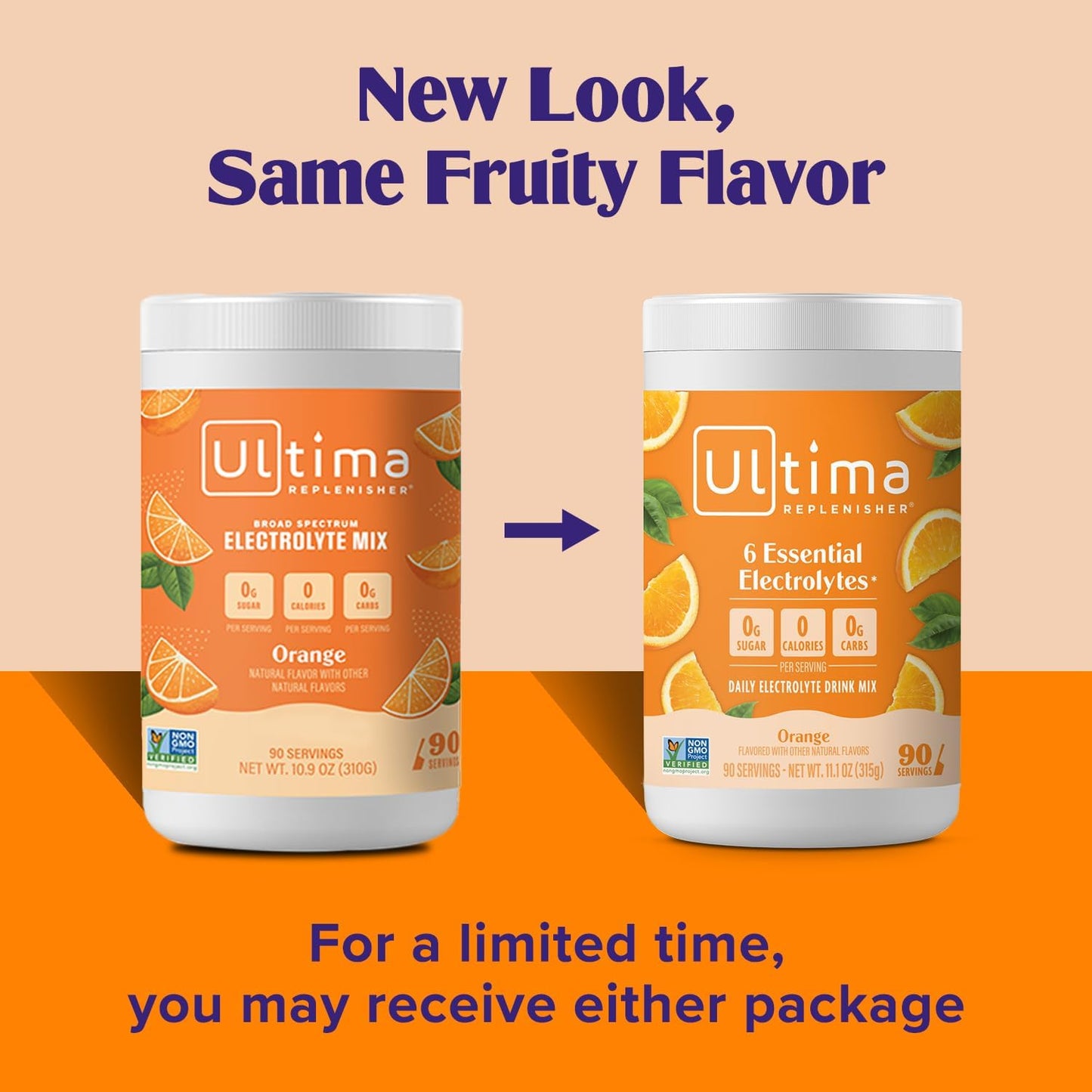 New Ultima Hydrating Electrolyte Powder, Orange, 90 Servings