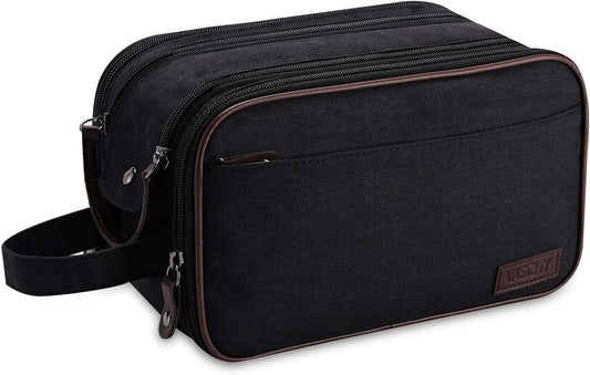 Toiletry Bag for Men Women, VASCHY Large Travel Toiletry Bag with Multi-Compartment Water Resistant Hanging Dopp Kit Shaving Bag for Bathroom, Cosmetic, Gym, Outdoor Black