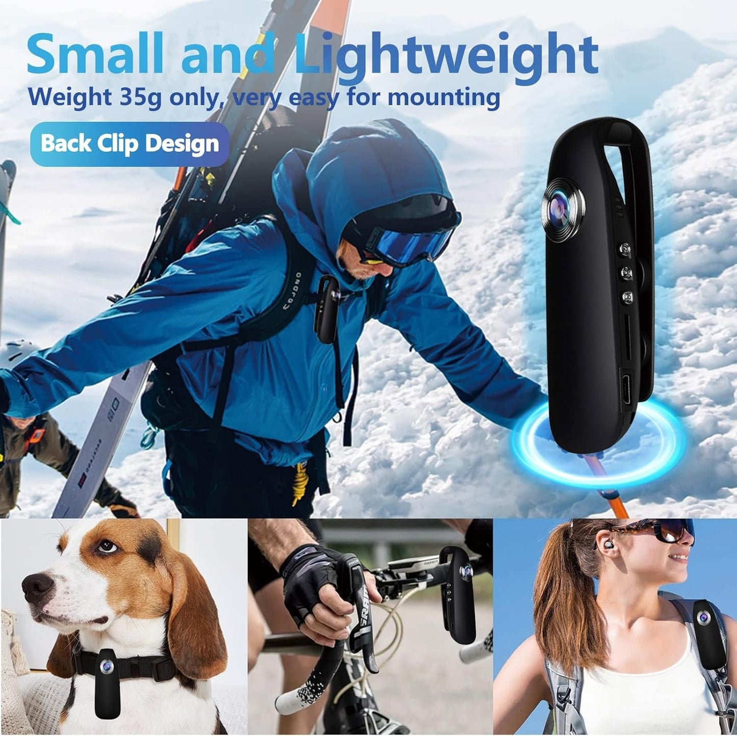 Body Camera with 32GB Memory Card, Bextgoo 1080P Mini Spy Camera No WiFi, Security Camera with Up to 7HR Battery Life, PIR Motion Detection, Wearable Camcorder for Cycling, Travel, Outdoor Security