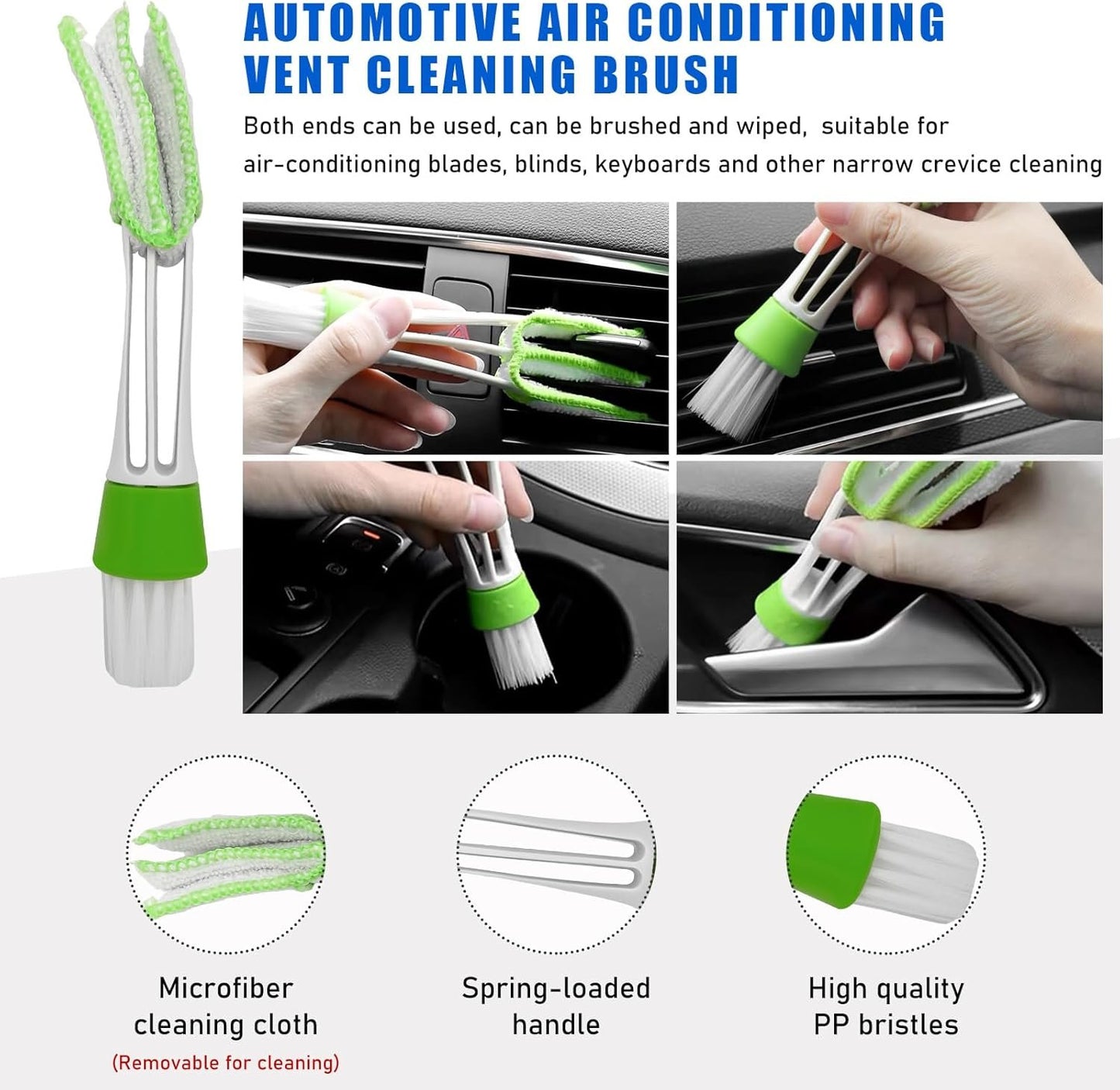 9 PCS Auto Car Detailing Brush Set, Auto Cleaning Brush Set Includes Detailing Brush, Wire Brush & Air Vent Brush, Vehicle Wash Kit for Interior & Exterior, Universal Car Accessories (Red)