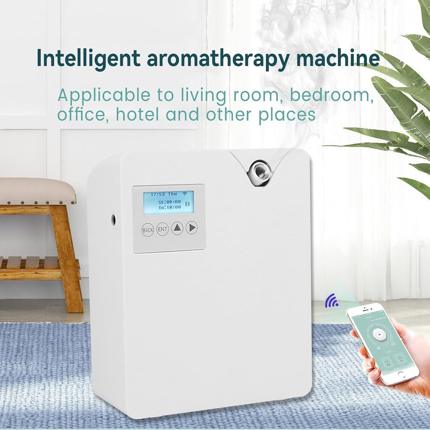 Smart Scent Air Machine, 300ML Aromatherapy Diffuser with Touch Screen & Bluetooths/WiFi Remote App Control, Covering 300-400m³, for Home, Hotel, Office, Bedroom, Spa White