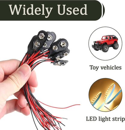 20 Pieces 9V Battery Connector, 9V Connectors with 15 cm Cable, Male to Female Connector, Adapters for DIY Projects, Electronic Tools, Battery Devices, Compatible with Power Bank