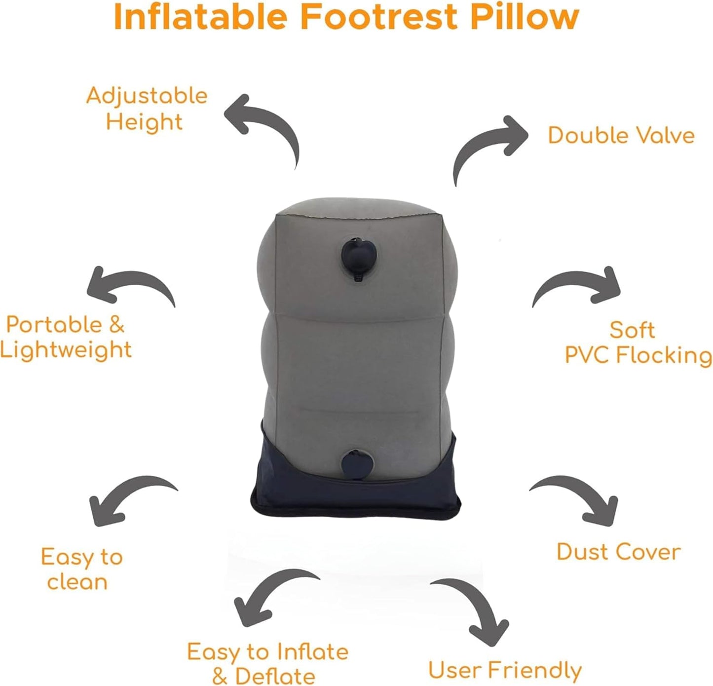 KUTABS Inflatable Travel Pillow Plane-Adjustable 3 Layers Travel Foot Rest Airplane are Paired with Sleep-enhancing Travel Accessories Like Eye Mask & Ear Plugs.Ideal for Car, Lounges,Offices & Planes