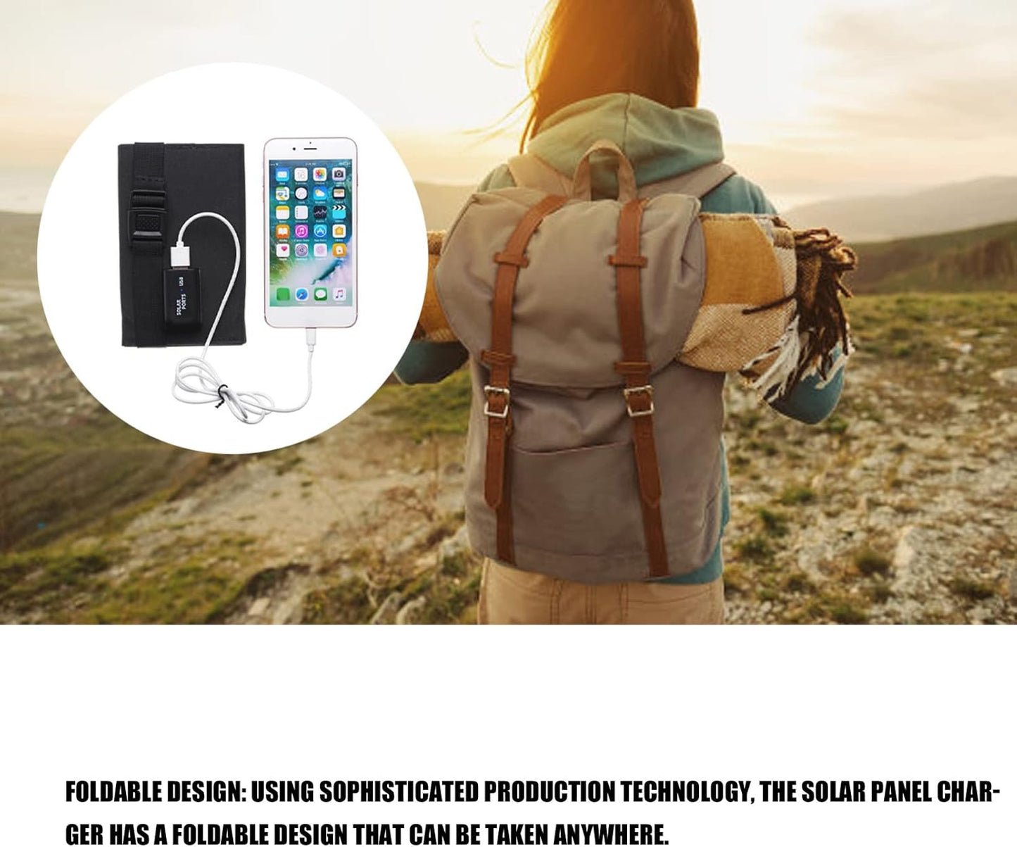 Solar Panel, Foldable Portable Strong Power Output Solar, Output Current 1200ma, for Camping, Hiking, Backpacking, Horseback Riding, Fishing(mp04b)